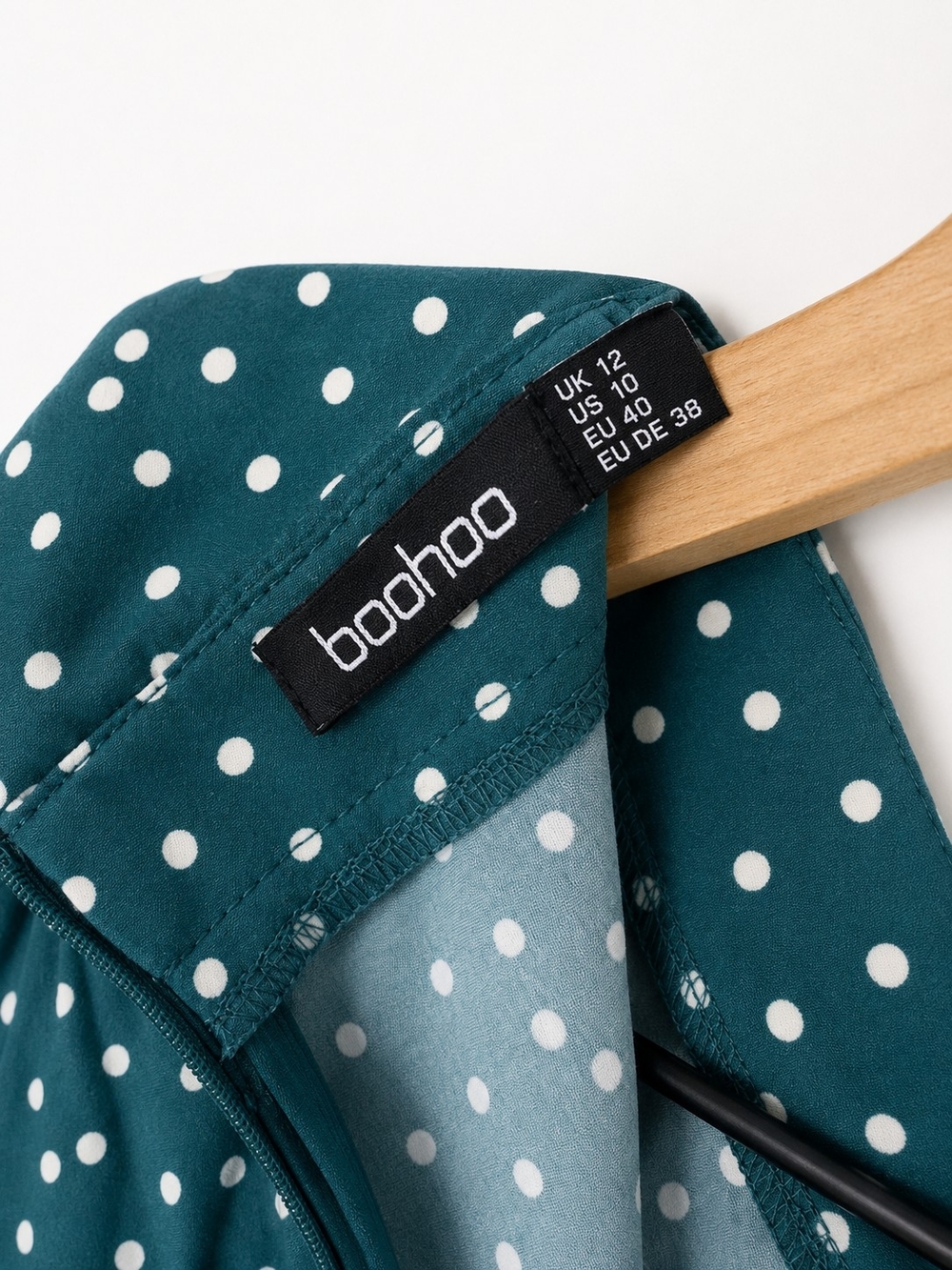Boohoo Polka Dot Pussycat Bow Ruched Skirt Tea Dress - Picture 6 of 6
